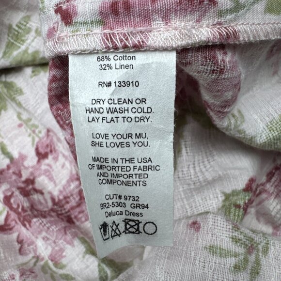 SHOW ME YOUR MUMU Deluca Pink Floral One Shoulder Linen Blend Tiered Dress Sz XL - Picture 8 of 9